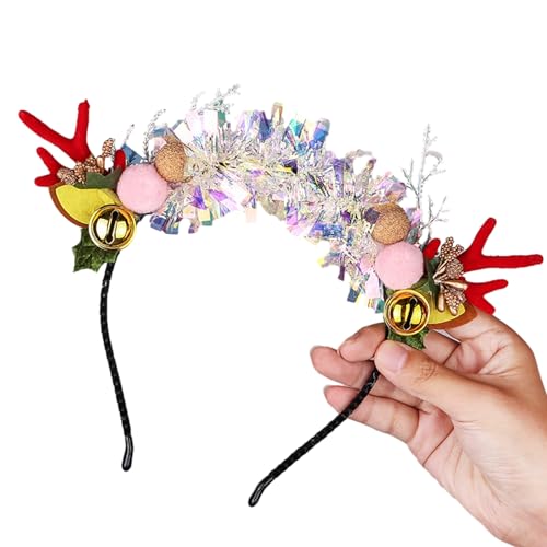 MerryChristmas Dekorationen Vlies Rentier Geweih Haarreif mit Glocken Bühnenauftritte Stirnband Partyzubehör Festliches Haarschmuck Urlaub Thema Stirnband Weihnachten Kostüm Zubehör Party von YIZITU
