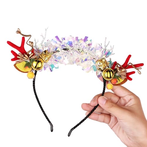 MerryChristmas Dekorationen Vlies Rentier Geweih Haarreif mit Glocken Bühnenauftritte Stirnband Partyzubehör Festliches Haarschmuck Urlaub Thema Stirnband Weihnachten Kostüm Zubehör Party von YIZITU