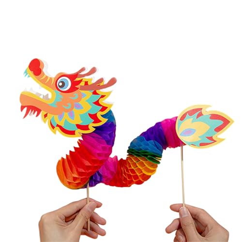 Paper Dragon Puppet Kits Chinesisches Neujahr Dragon Dance Toy Paper Spielzeug Für Kinder Springfestival Kits Puppenherstellung Handherstellung von YIZITU