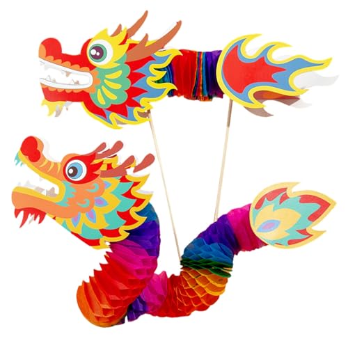 Paper Dragon Puppet Kits Chinesisches Neujahr Dragon Dance Toy Paper Spielzeug Für Kinder Springfestival Kits Puppenherstellung Handherstellung von YIZITU