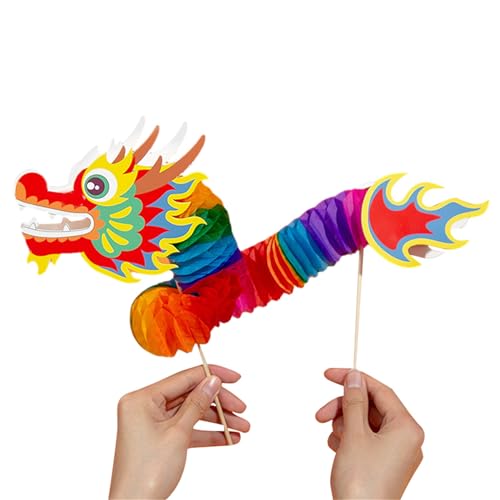 Paper Dragon Puppet Kits Chinesisches Neujahr Dragon Dance Toy Paper Spielzeug Für Kinder Springfestival Kits Puppenherstellung Handherstellung von YIZITU