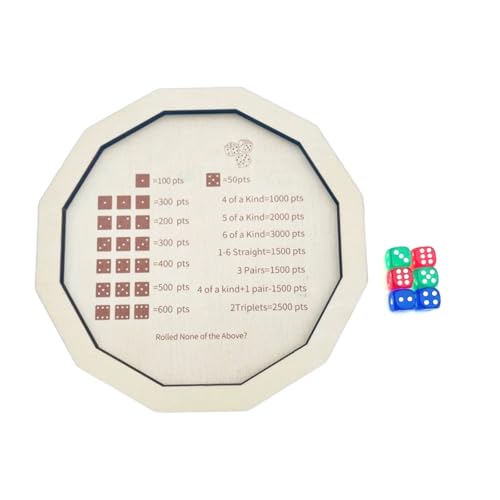 Tragbares Holz-Spieltablett, Übung, Geduld, Crap-Out-Würfel, Punktebrett für Brett-Aktivitäts-Enthusiasten, Würfelbehälter von YIZITU