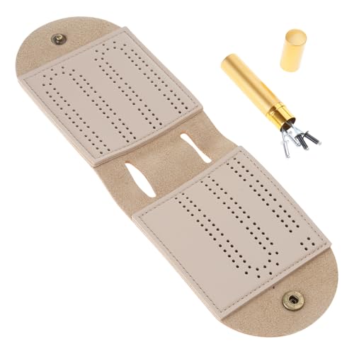 YIZITU Unique 2 Track Cribbage Board Tragbares Leder Cribbage Brettspiel Set Falten Mit Metallstiften Tragbar Dauerhaft von YIZITU