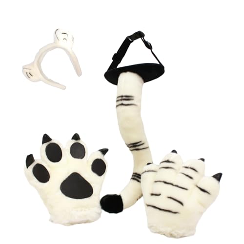 YIZITU 1/2/4 Tiger Kostüm Zubehör Set Queue Tigerohren Stirnband Schwanz Pfote Handschuhe Zubehör Tier Tiger Kostüm Tier Cosplay Kostüm YIZITU 1/2/4 Tiger Kostüm Zubehör Set Queue Tigerohren Stirnband Schwanz Pfote Handschuhe Zubehör Tier Tiger Kostüm Tier Cosplay Kostüm von YIZITU