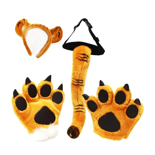 YIZITU 1/2/4 Tiger Kostüm Zubehör Set Queue Tigerohren Stirnband Schwanz Pfote Handschuhe Zubehör Tier Tiger Kostüm Tier Cosplay Kostüm YIZITU 1/2/4 Tiger Kostüm Zubehör Set Queue Tigerohren Stirnband Schwanz Pfote Handschuhe Zubehör Tier Tiger Kostüm Tier Cosplay Kostüm von YIZITU