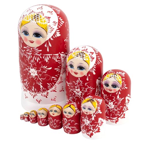 YIZITU 10pieces Handgefertigt Russische Nistpuppen Holz Matryoshka Set Volkskunst Craft Babushka Thema Sammlernistpuppen Set Sammelbare Kunstwerke YIZITU 10pieces Handgefertigt Russische Nistpuppen Holz Matryoshka Set Volkskunst Craft Babushka Thema Sammlernistpuppen Set Sammelbare Kunstwerke von YIZITU