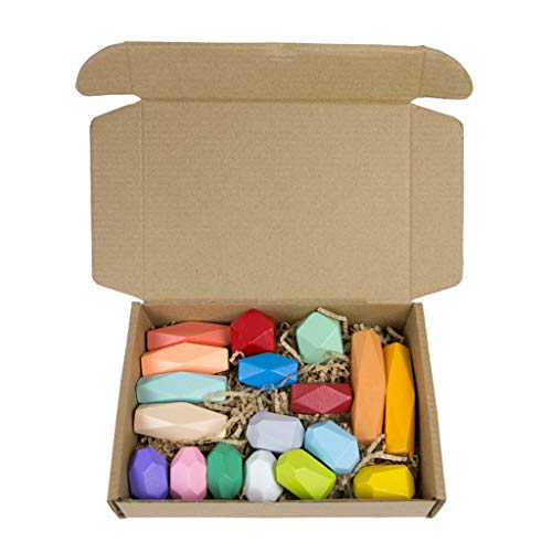YIZITU 18 PCs Kinder Hölzerne Steinstapel Spiel Baustein Kinderspielzeug Geschenklernen Bildungsspielzeug von YIZITU