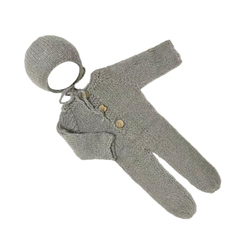 YIZITU 2-teiliges Neugeborenen-Kostüm, Fotografie-Outfit, weicher Stoff, gestrickter Strampler und passende Mütze, Requisiten-Set für Baby-Fotoshootings, bequemes Baby-Kostüm von YIZITU