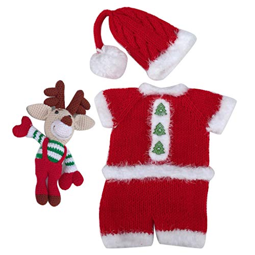 YIZITU 3 PCs/Set Neugeborenen Fotografie Requisiten Baby Hut+Elk Puppe+Jumpsuit Weihnachtskostüm YIZITU 3 PCs/Set Neugeborenen Fotografie Requisiten Baby Hut+Elk Puppe+Jumpsuit Weihnachtskostüm von YIZITU