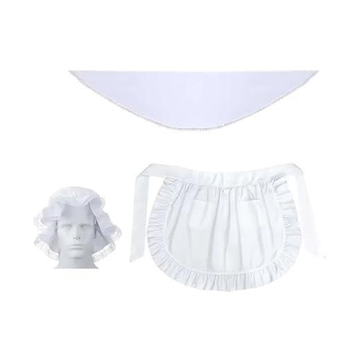 YIZITU 3-teiliges Kolonial-Kostüm-Set für Mädchen, Pilger-Kostüm, Zubehör, weiße Schürze, Motorhaube, Schal, Mützen für Dienstmädchen, Cosplay YIZITU 3-teiliges Kolonial-Kostüm-Set für Mädchen, Pilger-Kostüm, Zubehör, weiße Schürze, Motorhaube, Schal, Mützen für Dienstmädchen, Cosplay von YIZITU