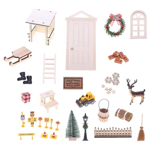 YIZITU 42-teiliges Holzdekor-Set für Zuhause, natürliche Textur und kindersichere saisonale Dekoration, natürliche Holzstruktur, Weihnachtsschmuck von YIZITU