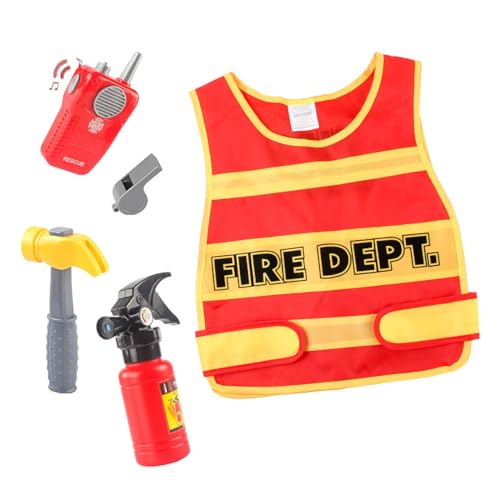 YIZITU 5-teiliges waschbares Kinder-Feuerwehrmann-Kostüm für Jungen und Mädchen mit komplettem Feuerwehrmann-Zubehör, Spielzeug, Kinder-Feuerwehrmann-Kostüm-Zubehör YIZITU 5-teiliges waschbares Kinder-Feuerwehrmann-Kostüm für Jungen und Mädchen mit komplettem Feuerwehrmann-Zubehör, Spielzeug, Kinder-Feuerwehrmann-Kostüm-Zubehör von YIZITU