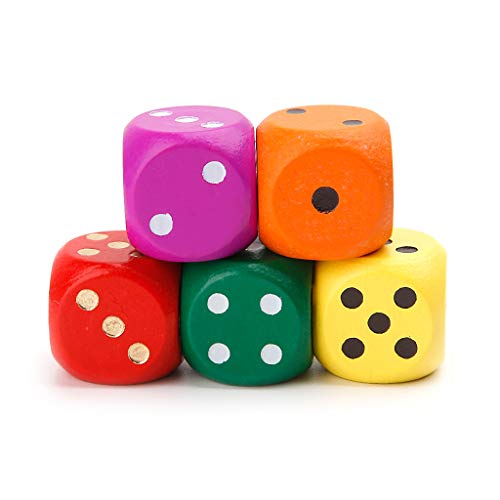 YIZITU 5pcs 16mm Holzwürfel Runde Ecke Hexaeder Für Familienfeier Kinderspielzeug Tolle Leistung Gewürfelte Tomaten Gewürzt von YIZITU