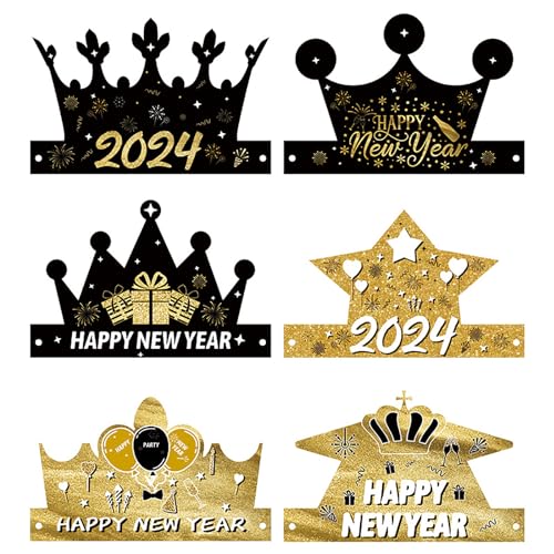 YIZITU 6 Stück Hut Kostüm Brille Bühne Futuristische Requisiten 2024 Neujahr Requisiten Party Requisiten 2024 Brille von YIZITU