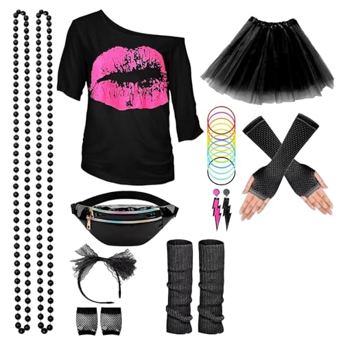 YIZITU 80er-Jahre-Kostüme für Damen, Kostümzubehör, Halloween, Weihnachten, Cosplay, Party, Tutu, Rock, Stirnband YIZITU 80er-Jahre-Kostüme für Damen, Kostümzubehör, Halloween, Weihnachten, Cosplay, Party, Tutu, Rock, Stirnband von YIZITU