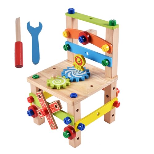 YIZITU Assembly Puzzle Holzstuhl Modell Bauwerk Spielzeug Feinmotorik Entwicklung Spielzeug Kleinkind Learning Building Toys Für Kleinkinder Stamm Mit Bohrer von YIZITU