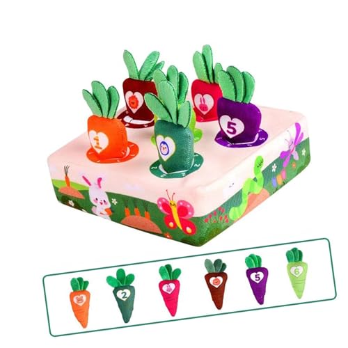 YIZITU Baby Tissue Box Toy Early Education Sensory Box Für Kleinkind 6-12 Monate Spiel Mit Plüschgemüse Bus Form Baby Ruhestand Spielzeug von YIZITU