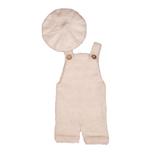 YIZITU Babyfotografie Requisiten Mütze Kostüm Neugeborene Foto Requisiten Baby Fotoshooting Infant Photo Anzug Häkel Jumpsuit Kostüme von YIZITU