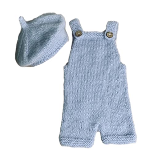 YIZITU Babyfotografie Requisiten Mütze Kostüm Neugeborene Foto Requisiten Baby Fotoshooting Infant Photo Anzug Häkel Jumpsuit Kostüme von YIZITU