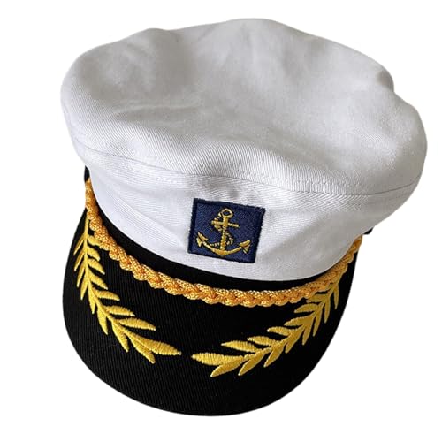 YIZITU Blauer Matrosenhut für Cosplay, weicher Baumwollstoff, Unisex, modische Kopfbedeckung für Halloween, Cosplay, klassische flache Oberseite, Matrosenhut von YIZITU