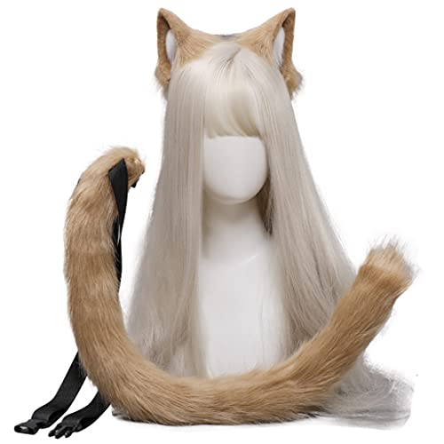 YIZITU Cosplay Pelztier für Ohren, Haarreif, Tierschwanz, Set, langer Kopfschmuck für Halloween-Party-Dekoration YIZITU Cosplay Pelztier für Ohren, Haarreif, Tierschwanz, Set, langer Kopfschmuck für Halloween-Party-Dekoration von YIZITU