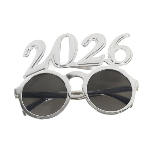 YIZITU Einzigartige 2026 Themen-Brille mit runden Gläsern für Feiertage, Veranstaltung, praktischer PC-Rahmen, Gesichtsformen, Weihnachten 2026, Partyzubehör von YIZITU