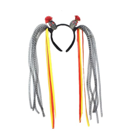 YIZITU Einzigartiger Totenkopf und Rosen, Halloween-Kopfschmuck, bequemes Haarband, Kostüm, Stirnband für Cosplay und Feste von YIZITU