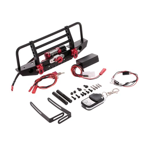 YIZITU Front Stoßfänger Winde Set Aluminiumlegierung Stoßfänger Mit Fernbedienung 2 LED Für SCX10 1/10 Crawler Car Electric Winch ATV Tragbar Mit Drahtloser Fernbedienung YIZITU Front Stoßfänger Winde Set Aluminiumlegierung Stoßfänger Mit Fernbedienung 2 LED Für SCX10 1/10 Crawler Car Electric Winch ATV Tragbar Mit Drahtloser Fernbedienung von YIZITU