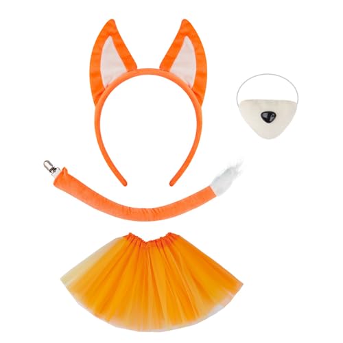 YIZITU Fuchs Kostüm Zubehör Set Plüsch Schwanz Falsche Nase Katzen Ohren Stirnband Tiere Cosplay Kostüm Zubehör für Halloween YIZITU Fuchs Kostüm Zubehör Set Plüsch Schwanz Falsche Nase Katzen Ohren Stirnband Tiere Cosplay Kostüm Zubehör für Halloween von YIZITU