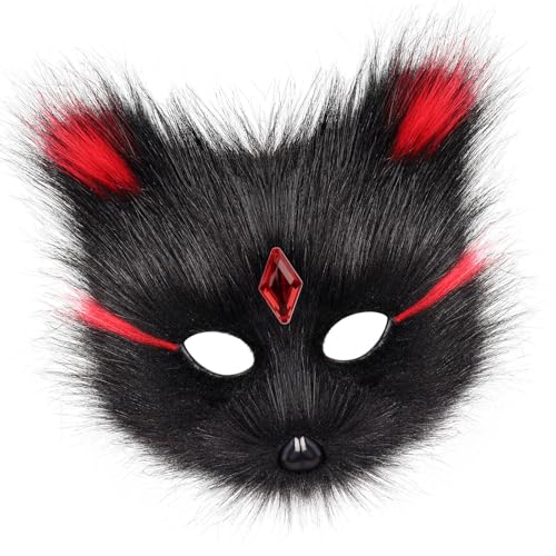 YIZITU Füchse Katzen Strass Plüsch Atmungsaktiv Halbgesichtsabdeckung für Cosplay Kostüm Partys und Festival Versammlungen Luxus Pelzball YIZITU Füchse Katzen Strass Plüsch Atmungsaktiv Halbgesichtsabdeckung für Cosplay Kostüm Partys und Festival Versammlungen Luxus Pelzball von YIZITU