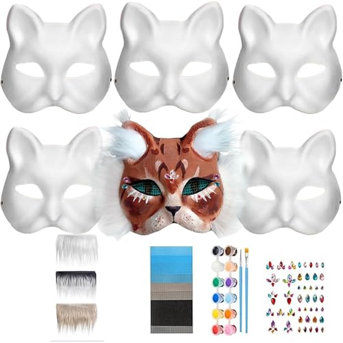 YIZITU Füchse Katzen mit Auge Mesh Fun Therians Kits Therians Starter Kits mit allem Zeug für Halloween Maskerade von YIZITU