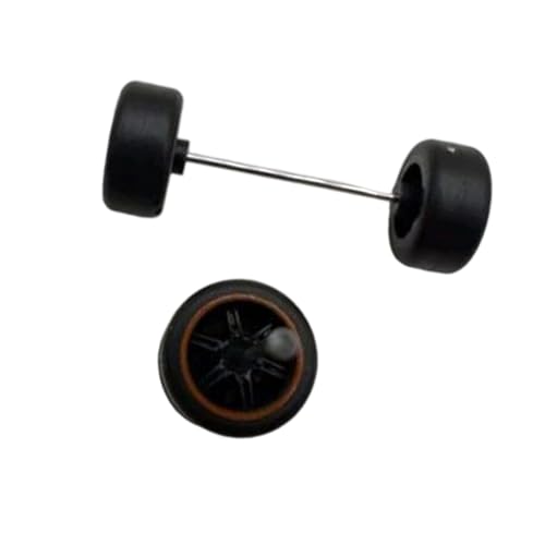 YIZITU Gummi Reifen 1/64 Spielzeugwagen Ersatzreifen Und Achsen Set Von 4 Für Fernbedienung Crawlers Schlammreifen Accessoires Metallradstangen Achsen von YIZITU