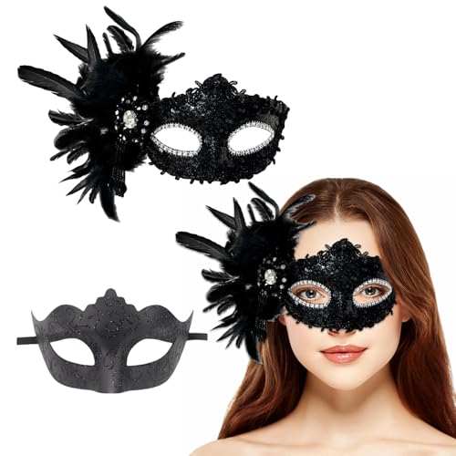 YIZITU Halloween-Kostüm, Venezianer, Unisex, Halbgesicht, Karneval, Party, 2 Stück YIZITU Halloween-Kostüm, Venezianer, Unisex, Halbgesicht, Karneval, Party, 2 Stück von YIZITU