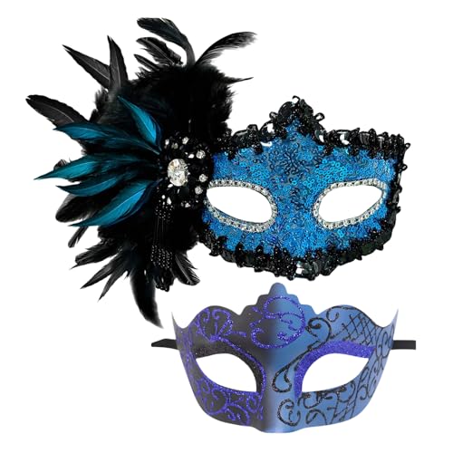 YIZITU Halloween-Kostüm, Venezianer, Unisex, Halbgesicht, Karneval, Party, 2 Stück YIZITU Halloween-Kostüm, Venezianer, Unisex, Halbgesicht, Karneval, Party, 2 Stück von YIZITU