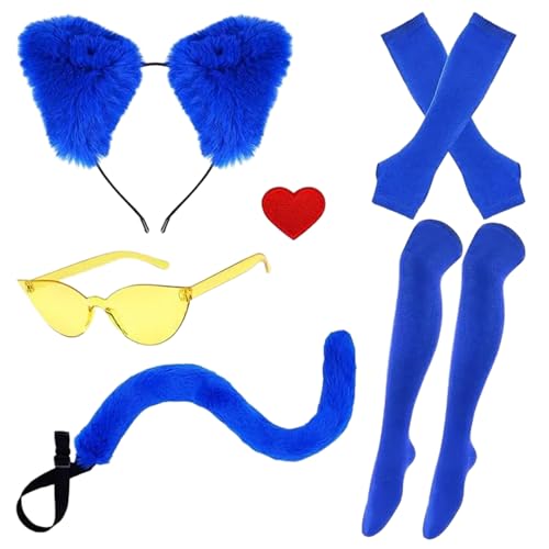 YIZITU Halloween-Tier-Kostüm-Set für Kinder, Katzen, Hunde, Esel, Outfit mit Stirnband, Nasenschwanz, Fliege, Rock, Strümpfe, Handschuhe YIZITU Halloween-Tier-Kostüm-Set für Kinder, Katzen, Hunde, Esel, Outfit mit Stirnband, Nasenschwanz, Fliege, Rock, Strümpfe, Handschuhe von YIZITU