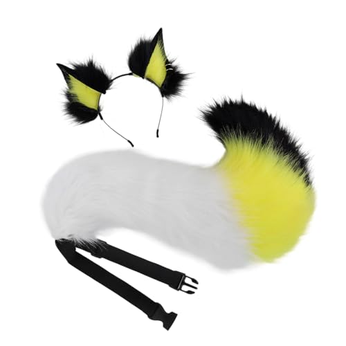 YIZITU Handgefertigte Plüsch-Füchse Ohren Stirnbänder Kunstpelz Schwanz für Halloween Cosplay Party Kostüme Zubehör für Kinder Erwachsene Füchse Ohren und Schwanz Set YIZITU Handgefertigte Plüsch-Füchse Ohren Stirnbänder Kunstpelz Schwanz für Halloween Cosplay Party Kostüme Zubehör für Kinder Erwachsene Füchse Ohren und Schwanz Set von YIZITU