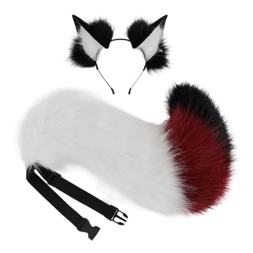 YIZITU Handgefertigte Plüsch-Füchse Ohren Stirnbänder Kunstpelz Schwanz für Halloween Cosplay Party Kostüme Zubehör für Kinder Erwachsene Füchse Ohren und Schwanz Set YIZITU Handgefertigte Plüsch-Füchse Ohren Stirnbänder Kunstpelz Schwanz für Halloween Cosplay Party Kostüme Zubehör für Kinder Erwachsene Füchse Ohren und Schwanz Set von YIZITU