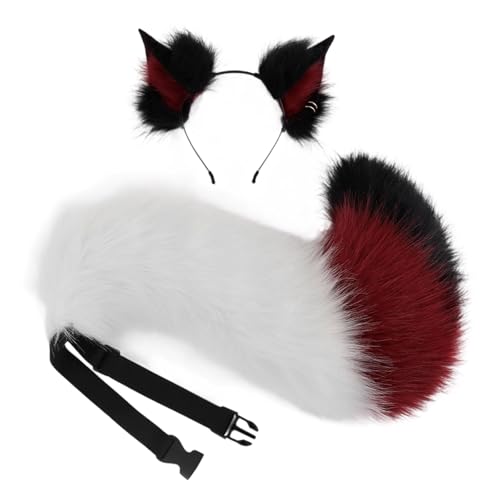 YIZITU Handgefertigte Plüsch-Füchse Ohren Stirnbänder Kunstpelz Schwanz für Halloween Cosplay Party Kostüme Zubehör für Kinder Erwachsene Füchse Ohren und Schwanz Set YIZITU Handgefertigte Plüsch-Füchse Ohren Stirnbänder Kunstpelz Schwanz für Halloween Cosplay Party Kostüme Zubehör für Kinder Erwachsene Füchse Ohren und Schwanz Set von YIZITU