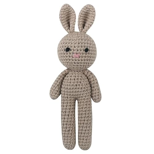 YIZITU Handgefertigtes Babyspielzeug aus Baumwolle gehäkelt Hasenpuppe niedliches Stofftier weiches maschinenwaschbares Kaninchenspielzeug für Neugeborene von YIZITU