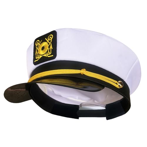 YIZITU Kapitän Hut für Bühne Marine Party Cosplay Kostüm Maskeraden Kapitän Hut für Halloween Party YIZITU Kapitän Hut für Bühne Marine Party Cosplay Kostüm Maskeraden Kapitän Hut für Halloween Party von YIZITU