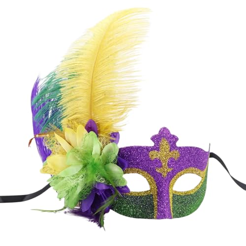 YIZITU Karnevalsmaskerade, halbes Gesicht, gefiedert, Party, Venezianer, Halloween von YIZITU