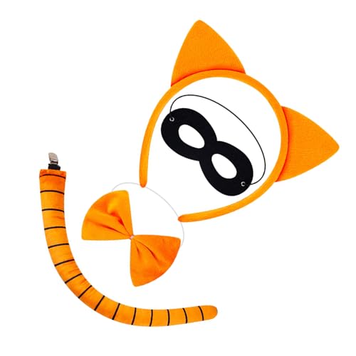 YIZITU Katzenkostüm-Set, Katzenohren, Stirnbänder, Schwanz, Fliege, Tutu, Rock, Tier-Kostüme, Cosplay, für Halloween, Weihnachten, Party von YIZITU