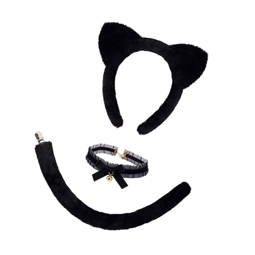 YIZITU Katzenkostüm-Set, Katzenohren, Stirnbänder, Schwanz, Glocken, Choker, Tutu, Rock, Tier-Kostüme, Cosplay, für Halloween, Weihnachten, Party YIZITU Katzenkostüm-Set, Katzenohren, Stirnbänder, Schwanz, Glocken, Choker, Tutu, Rock, Tier-Kostüme, Cosplay, für Halloween, Weihnachten, Party von YIZITU