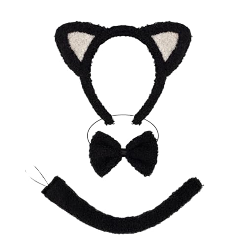 YIZITU Katzenkostüm-Set, Zubehör, Katzenohren, Stirnbänder, Schwanz, Fliege, Tierkostüme, Cosplay, Kostüme für Halloween, Weihnachten, Party YIZITU Katzenkostüm-Set, Zubehör, Katzenohren, Stirnbänder, Schwanz, Fliege, Tierkostüme, Cosplay, Kostüme für Halloween, Weihnachten, Party von YIZITU