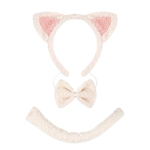 YIZITU Katzenkostüm-Set, Zubehör, Katzenohren, Stirnbänder, Schwanz, Fliege, Tierkostüme, Cosplay, Kostüme für Halloween, Weihnachten, Party YIZITU Katzenkostüm-Set, Zubehör, Katzenohren, Stirnbänder, Schwanz, Fliege, Tierkostüme, Cosplay, Kostüme für Halloween, Weihnachten, Party von YIZITU