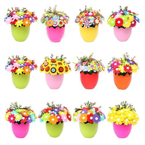 YIZITU Kids Button Bouquet Art Crafting Project Kits Für Schulkinder Kunstklasse Unterricht Requisiten Handgefertigtes Geschenk Blumen Blumenkronen Kit Bulk Blumenwanddekoration von YIZITU