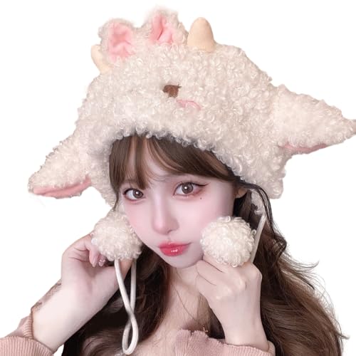 YIZITU Lammhut für Mädchen, Cartoon-Tier, warm, Winter, pelzig, Kopfbedeckung, Cosplay, Party, schöne Kopfbedeckung, Cosplay, Maler, Hüte, pelzig für Herren YIZITU Lammhut für Mädchen, Cartoon-Tier, warm, Winter, pelzig, Kopfbedeckung, Cosplay, Party, schöne Kopfbedeckung, Cosplay, Maler, Hüte, pelzig für Herren von YIZITU