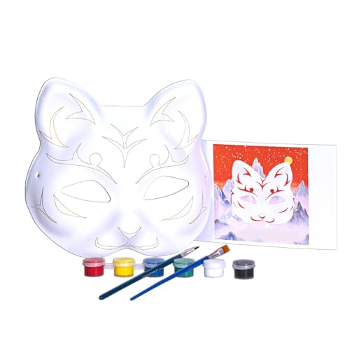 YIZITU Maskerade Gesicht Handgemalt Fuchs Gesicht Katzen Gesicht für Halloween Cosplay Unlackiertes Gesicht YIZITU Maskerade Gesicht Handgemalt Fuchs Gesicht Katzen Gesicht für Halloween Cosplay Unlackiertes Gesicht von YIZITU