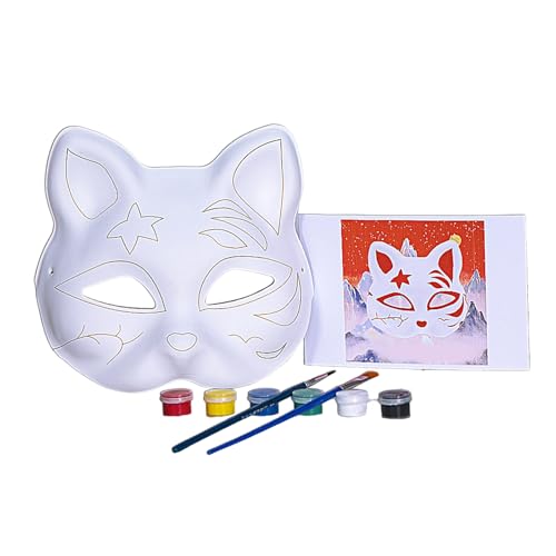 YIZITU Maskerade Gesicht Handgemalt Fuchs Gesicht Katzen Gesicht für Halloween Cosplay Unlackiertes Gesicht YIZITU Maskerade Gesicht Handgemalt Fuchs Gesicht Katzen Gesicht für Halloween Cosplay Unlackiertes Gesicht von YIZITU