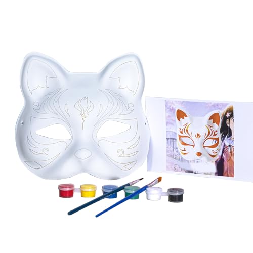 YIZITU Maskerade Gesicht Handgemalt Fuchs Gesicht Katzen Gesicht für Halloween Cosplay Unlackiertes Gesicht YIZITU Maskerade Gesicht Handgemalt Fuchs Gesicht Katzen Gesicht für Halloween Cosplay Unlackiertes Gesicht von YIZITU